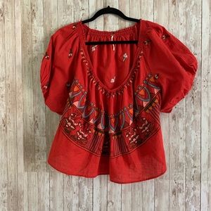 Free People Embroidered Blouse Size Small